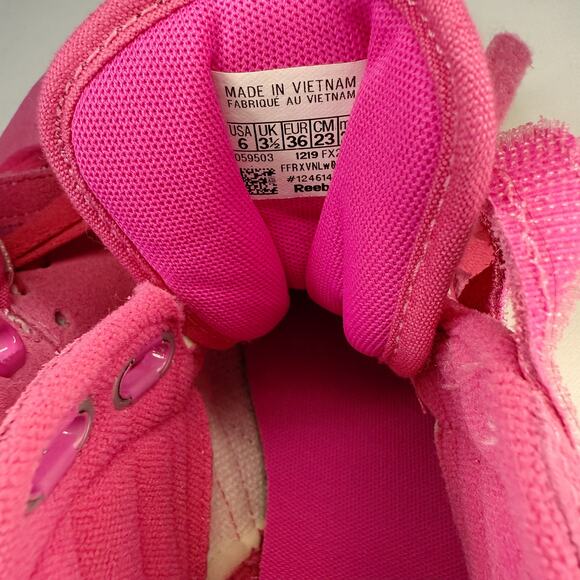 Reebok Freestyle Hightop Hot Pink Suede Trainer Sneakers Women's size 6 - Picture 8 of 9